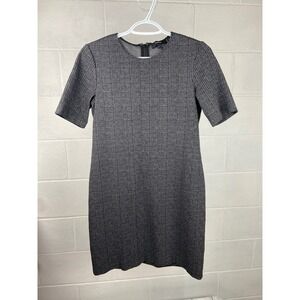 Theory Rijik B Ellis Plaid Knit Dress Career Wear Short Sleeve Gray Size 6‎